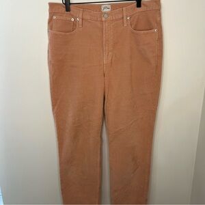 J.CREW Vintage Slim Straight Corduroy Pant Women's Size 32 Peach Pink Office